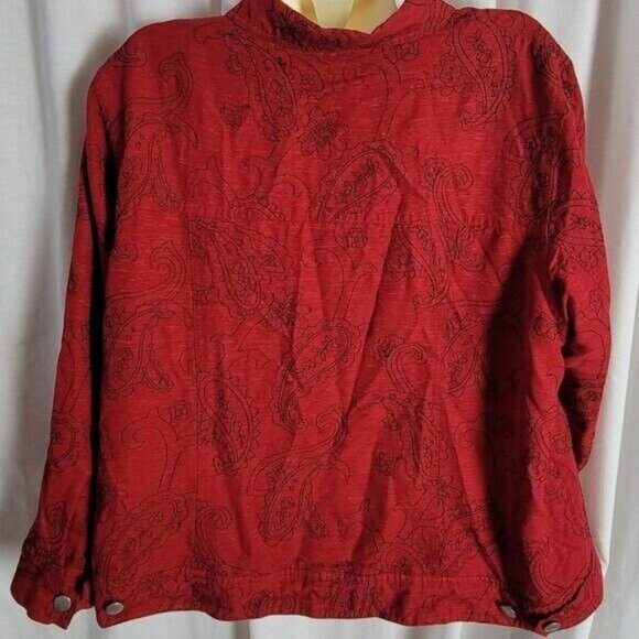 Silkland Blazer Blouse Red 2X 98% Silk embroidered Retro artsy eclectic elegant - Picture 2 of 9
